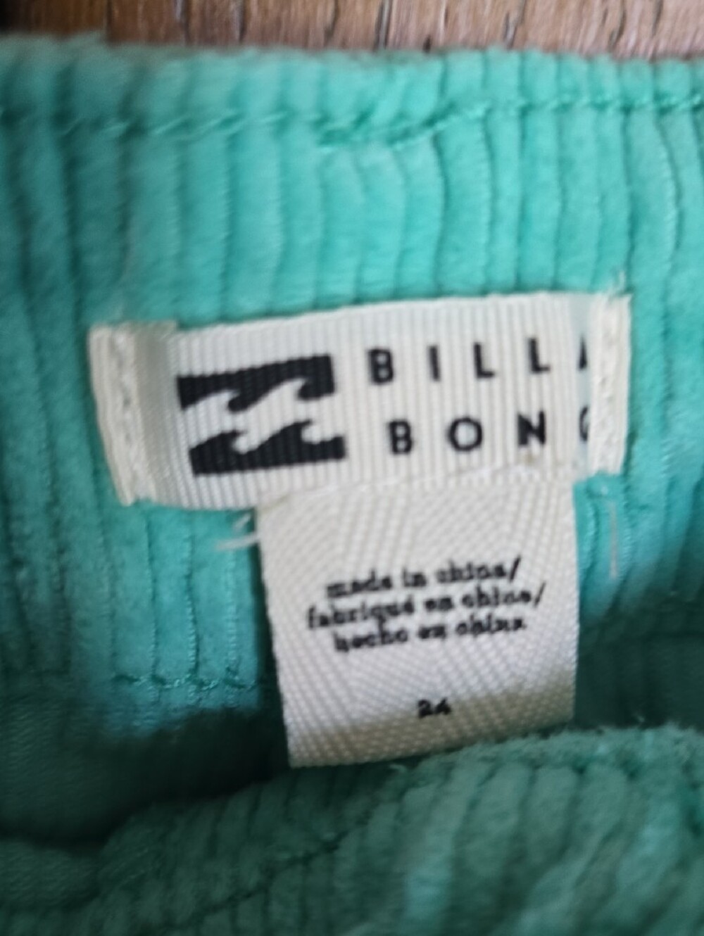 Billabong High-Waisted Turquoise Corduroy Shorts - Picture 2 of 4